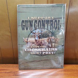 Crosshairs tin metal hanging sign